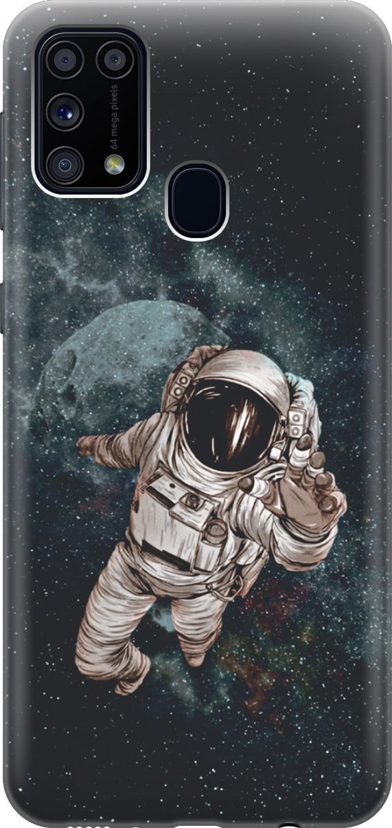 

Силиконовый чехол на Samsung Galaxy M31 с принтом "Космонавт", Белый;черный, 7356