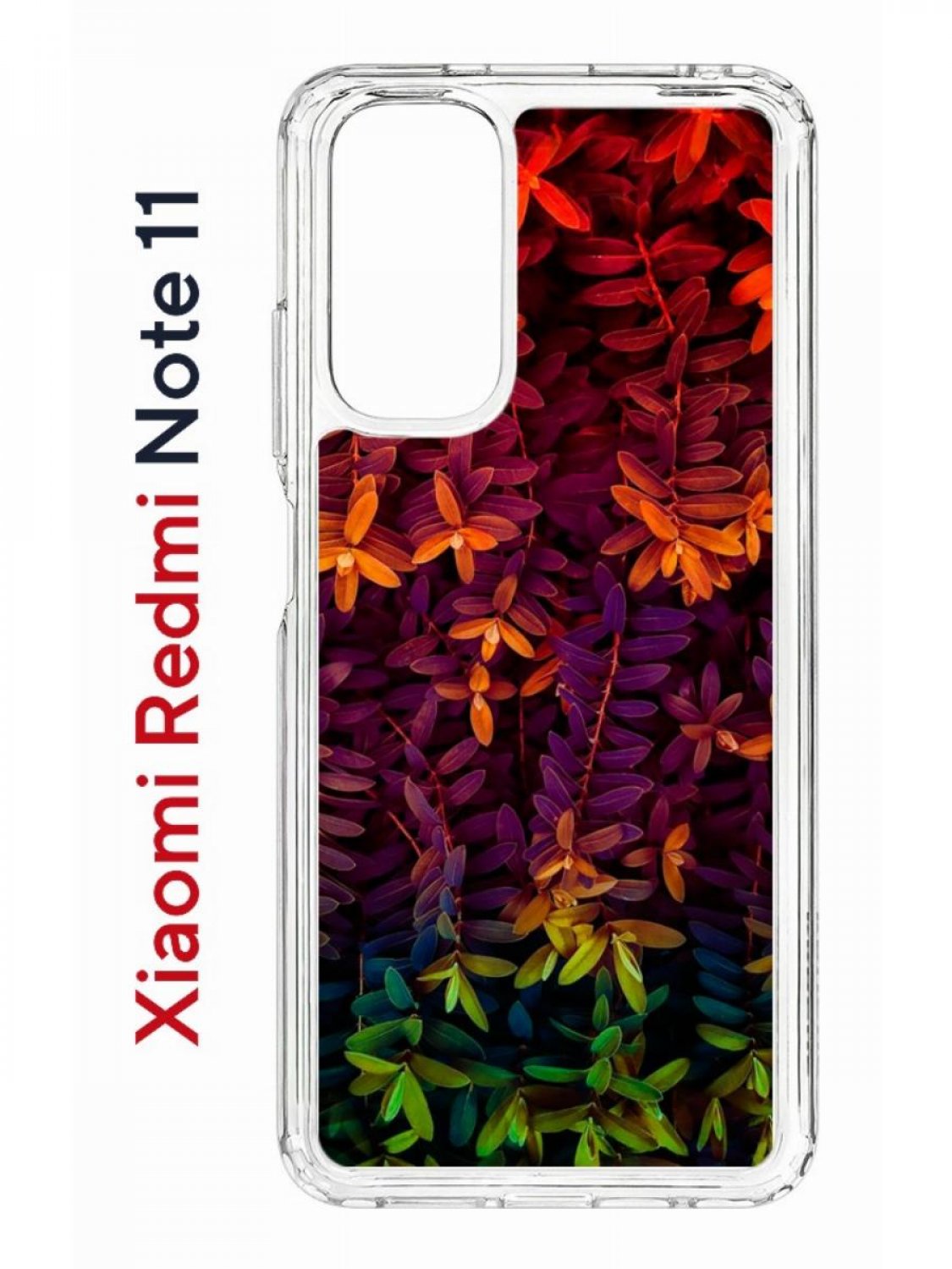 фото Чехол на xiaomi redmi note 11/11s kruche print neon leaves,противоударный бампер с принтом кruче