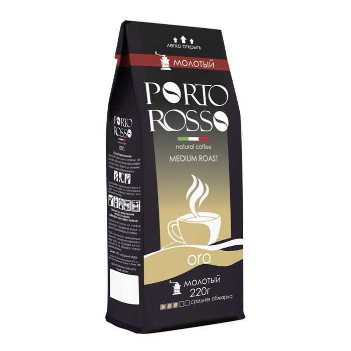 Кофе молотый Porto Rosso Oro средняя обжарка пакет 220 г