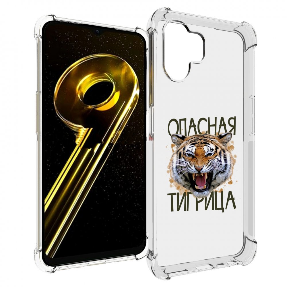

Чехол бампер MyPads опасная тигрица для Realme 10 5G противоударный, Прозрачный, Tocco
