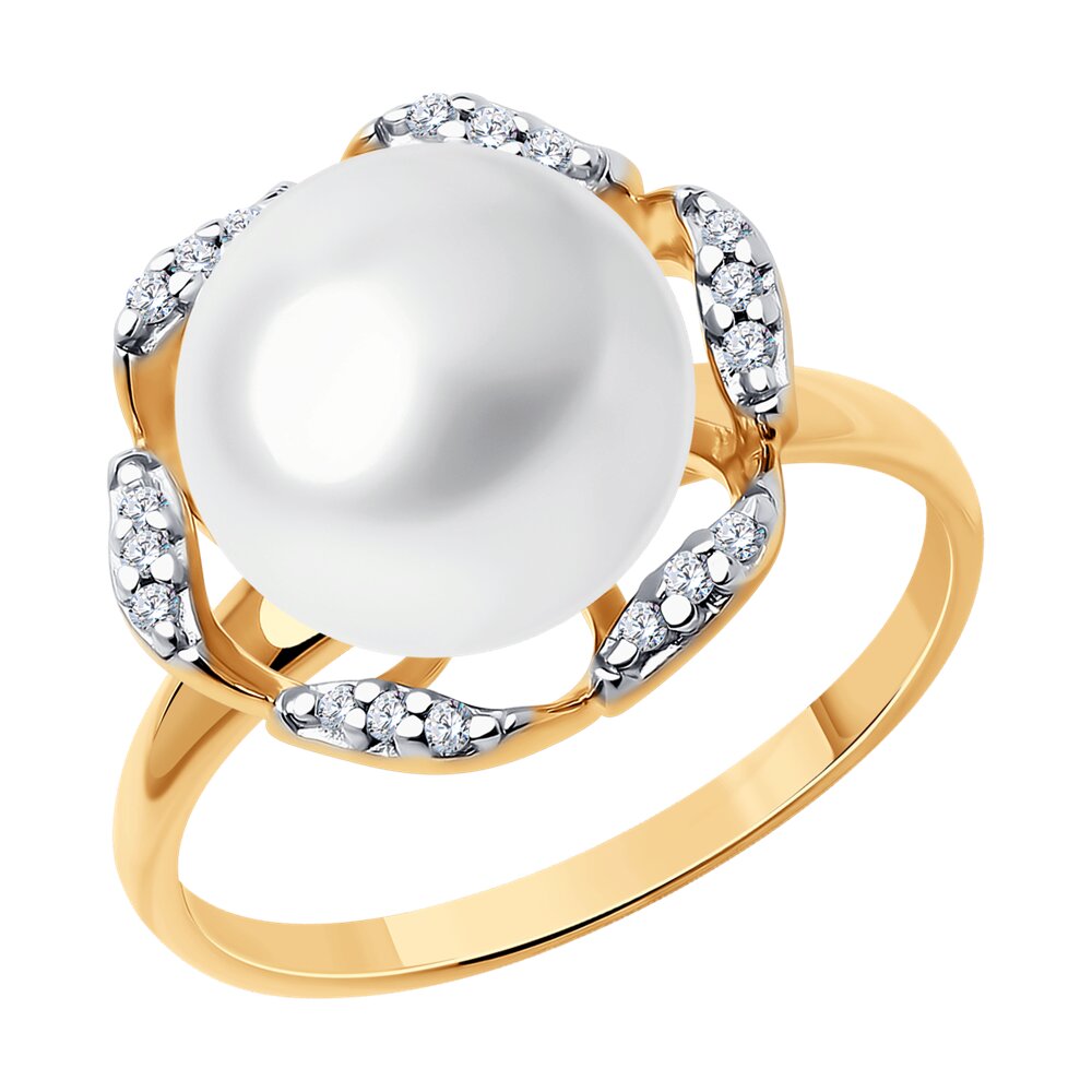 

Кольцо из серебра р.  Diamant 93-310-01963-1, фианит\жемчуг культивированный, 93-310-01963-1