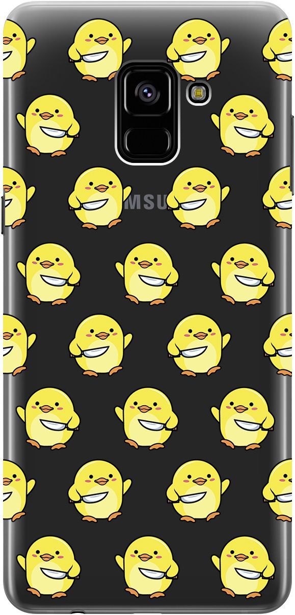 

Чехол на Samsung Galaxy A8+ (2018) "Chick With Knife" прозрачный, Прозрачный;желтый, 5407