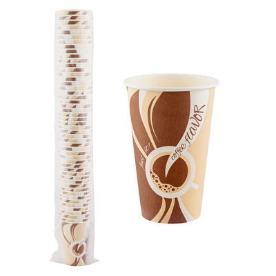 Стакан бумажный Экопак Coffee Flavor 1/50/1000 1-слой для горячих напитков, d90 мм, 450 мл