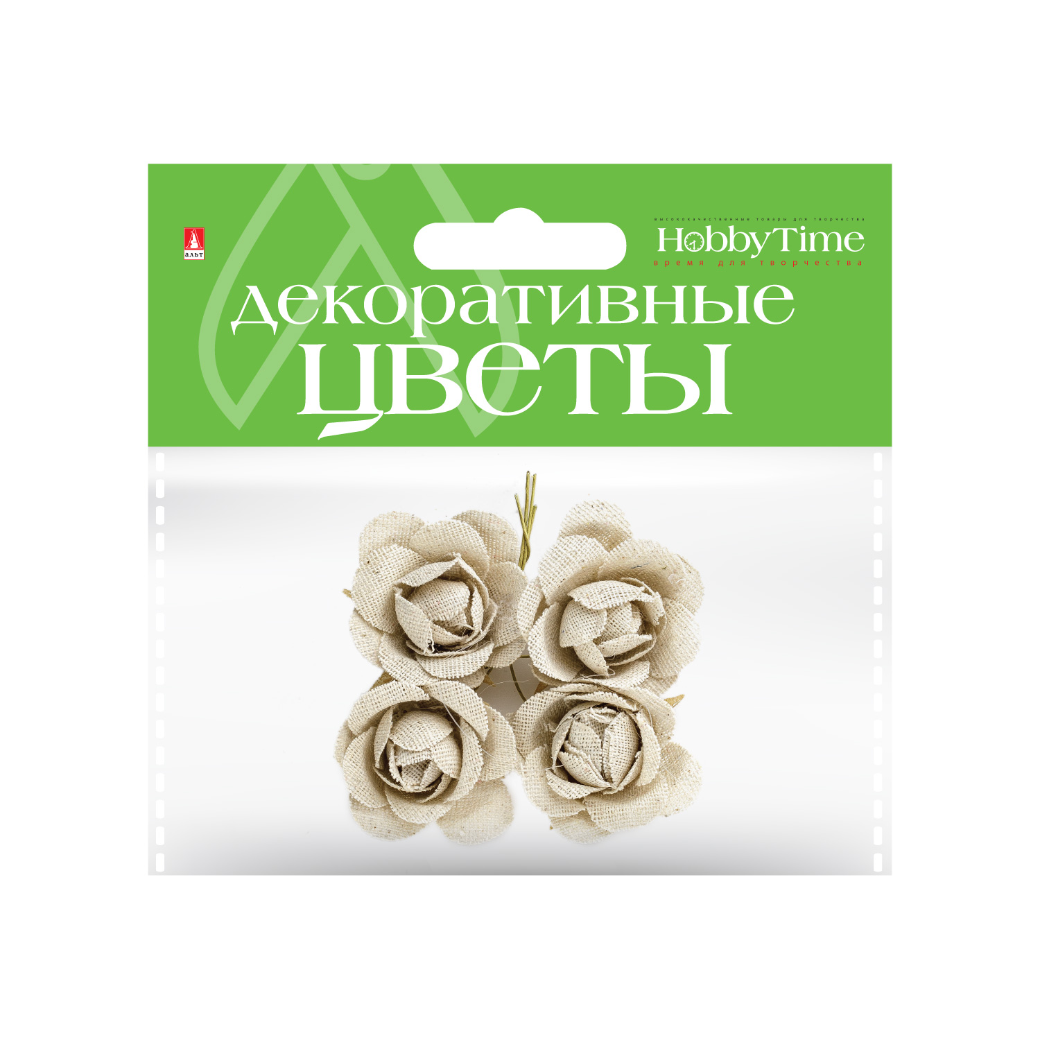 

Декоративные цветы из мешковины В СВЯЗКЕ 4 ШТ. ВИД 1, Разноцветный