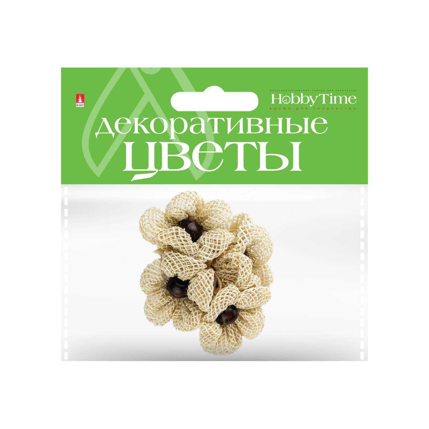 

Декоративные цветы из мешковины В СВЯЗКЕ 4 ШТ. ВИД 2