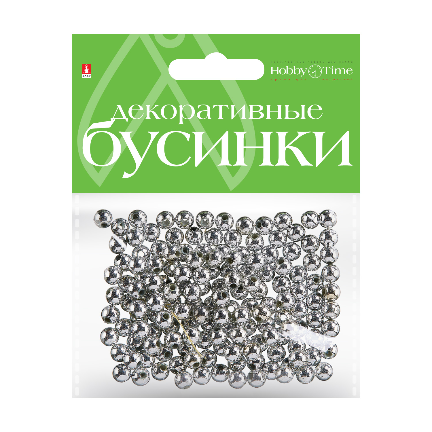 

Бусины круглые Hobby Time СЕРЕБРЯНЫЕ, 6 ММ