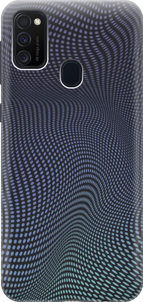 

Силиконовый чехол на Samsung Galaxy M21/M30s с принтом "Изгибы из точек", Синий;черный, 6266