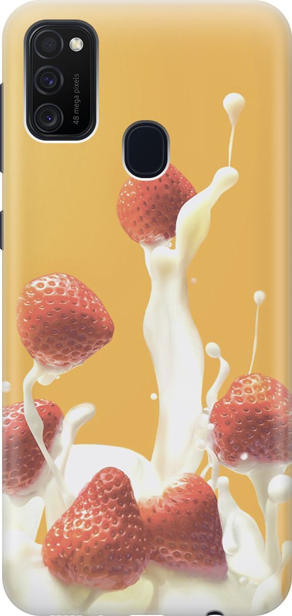 

Силиконовый чехол на Samsung Galaxy M21/M30s с принтом "Клубника и сливки", Белый;желтый, 7354