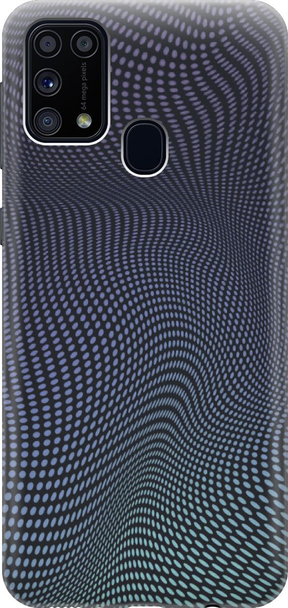 

Силиконовый чехол на Samsung Galaxy M31 с принтом "Изгибы из точек", Синий;черный, 6267