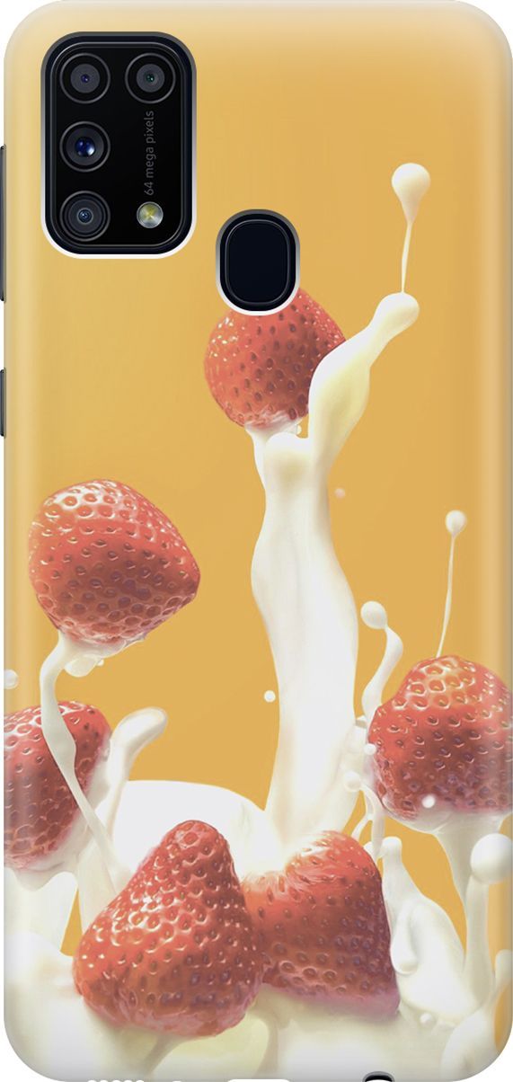 

Силиконовый чехол на Samsung Galaxy M31 с принтом "Клубника и сливки", Белый;желтый, 7359