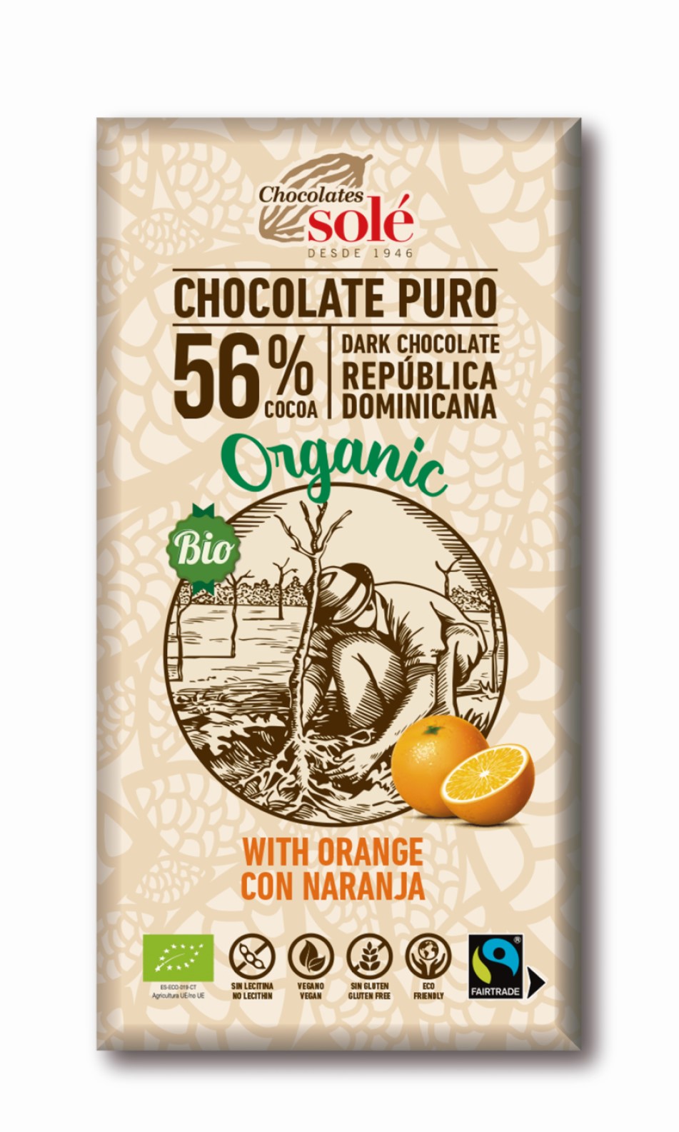 

Шоколад Chocolates Sole Organic темный с апельсином 56% 100 г