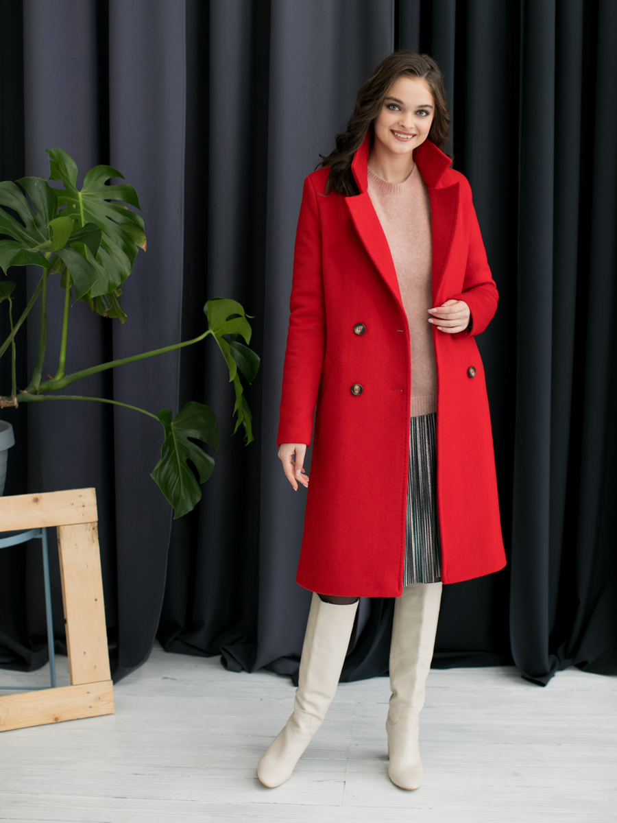 Пальто женское Aylin Stories AS070mwK красное 44 RU