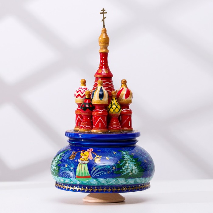

Сувенир музыкальный "Храм", тройка, синий фон, ручная роспись