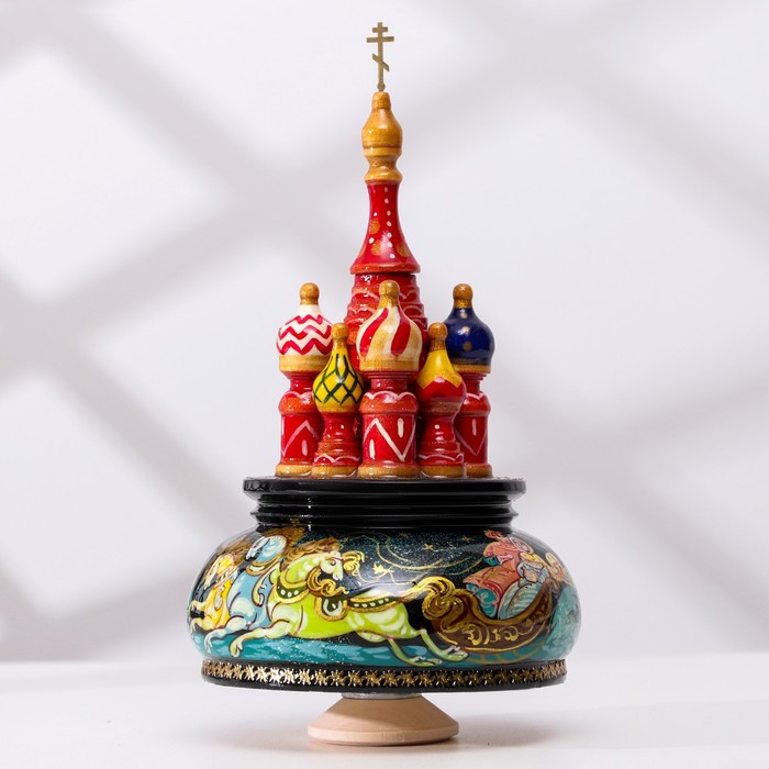 

Сувенир музыкальный "Храм", тройка, черный фон, ручная роспись