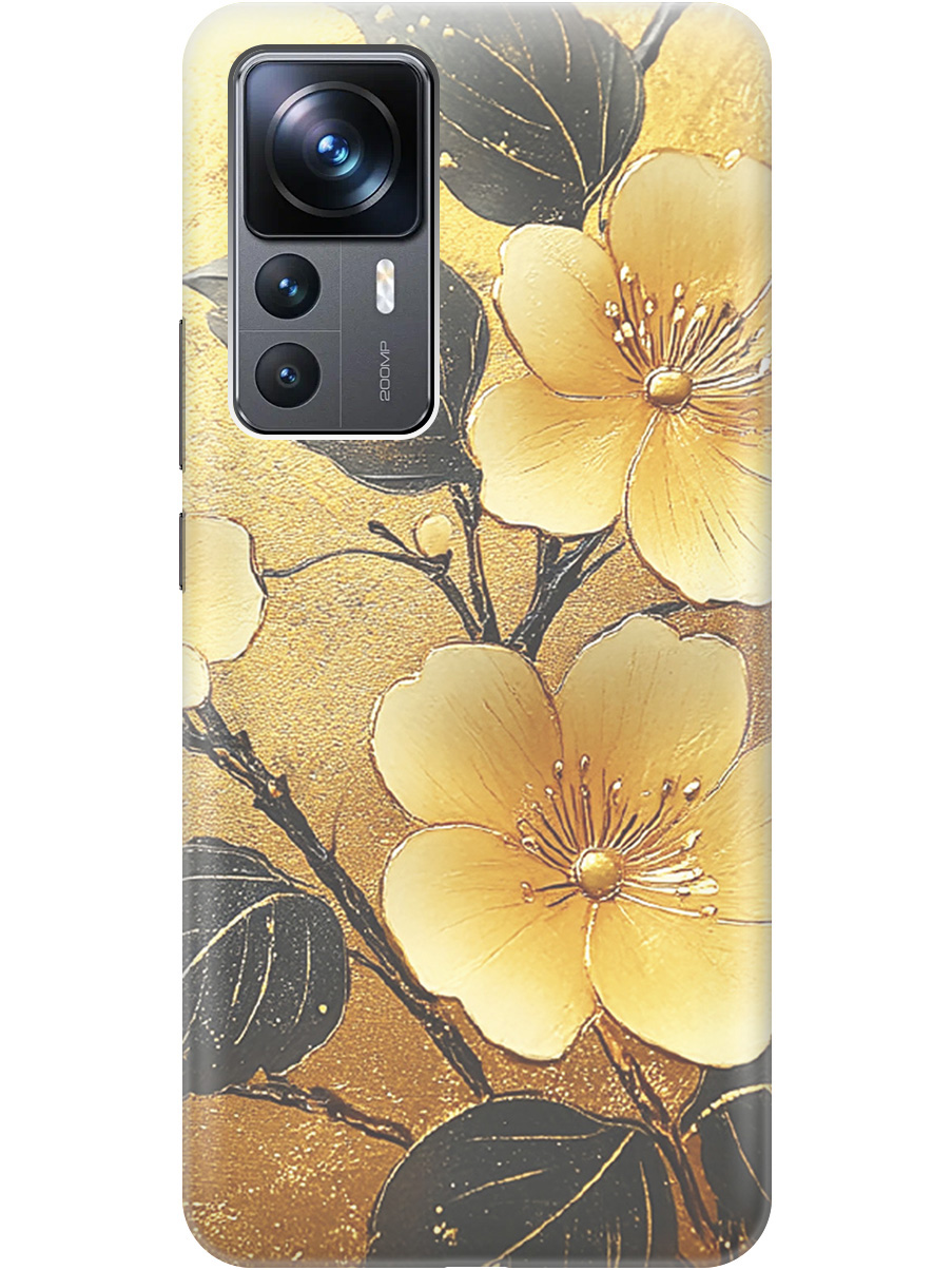 

Силиконовый чехол на Xiaomi 12T / 12T Pro с принтом "Цветы и золото", Прозрачный;желтый;черный, 762091924