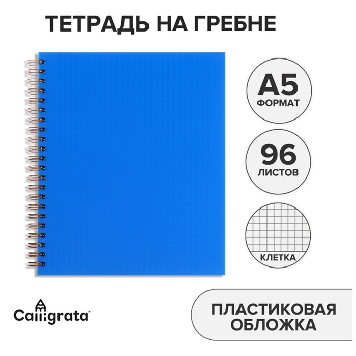 

Тетрадь Calligrata синяя на гребне A5 96 л в клетку