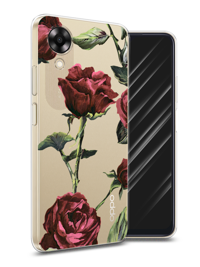 

Чехол Awog на Oppo A17K "Бордовые розы фон", Красный, 2512850-8