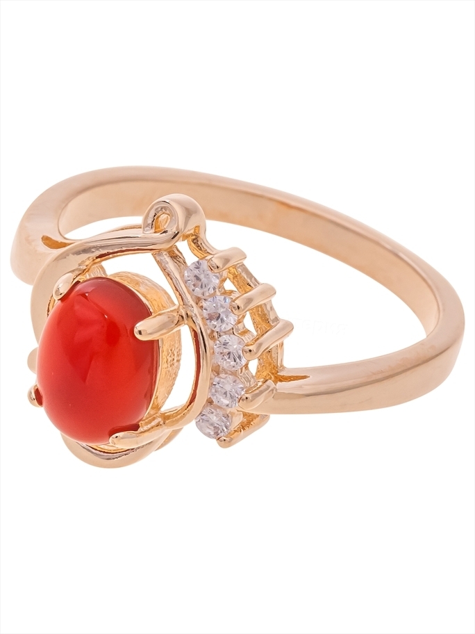 

Кольцо из бижутерного сплава р. 17 Lotus Jewelry 42R-74red-agate, агат/циркон, 42R-74red-agate