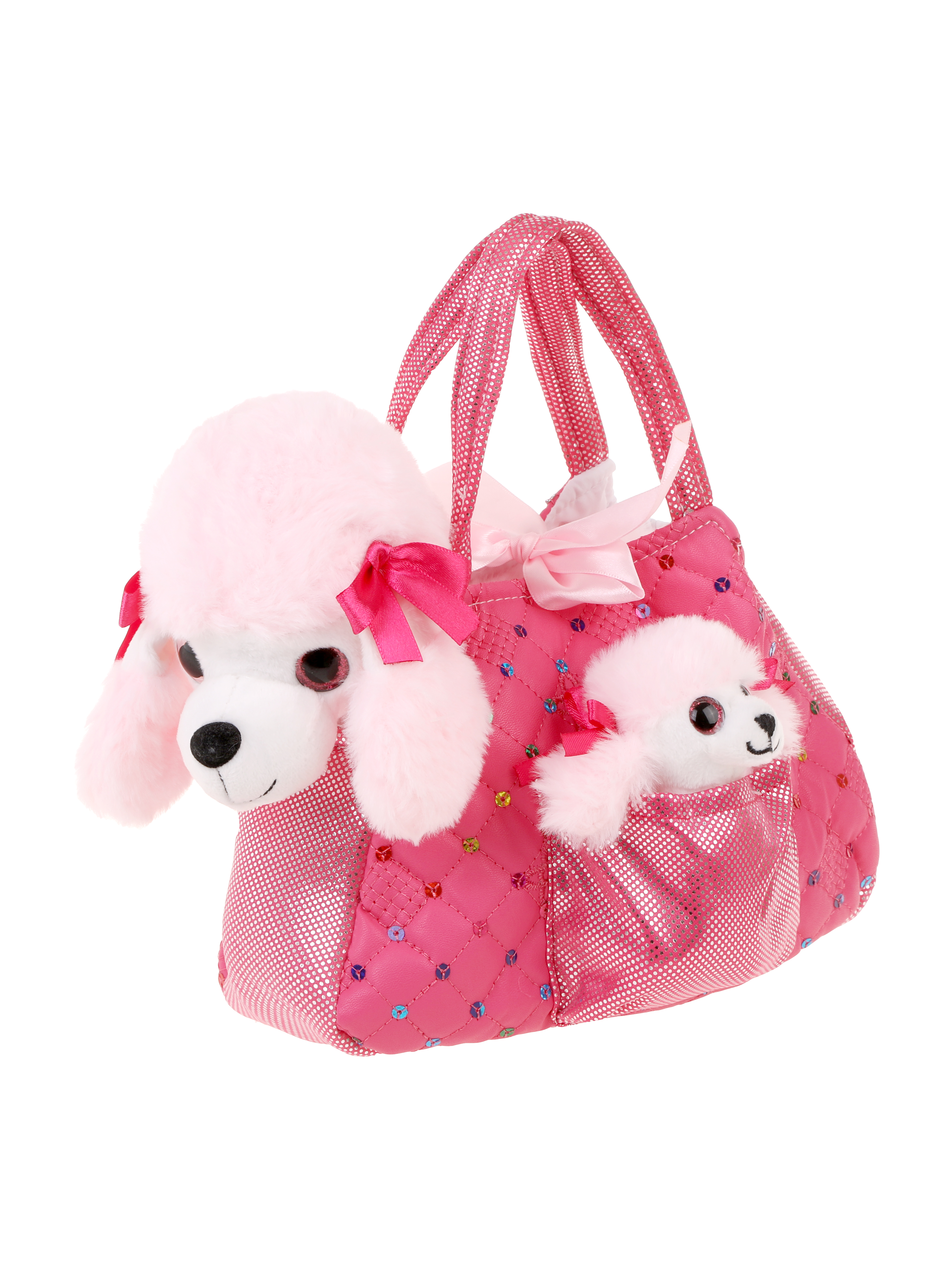 

Мягкая игрушка в сумочке Мама пудель и щенок Fluffy Family, Розовый