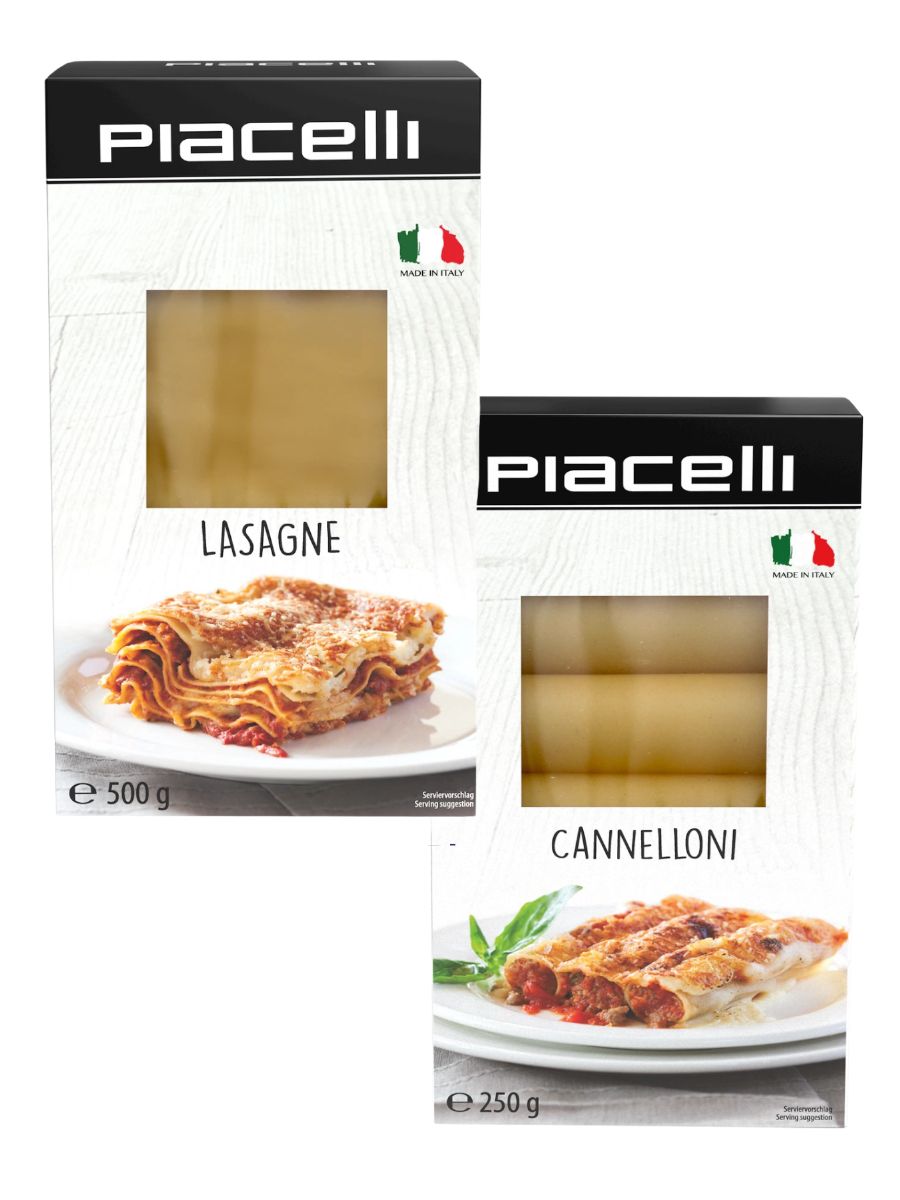 Итальянская паста Piacelli Lasagne 500г и Piacelli Cannelloni 250г