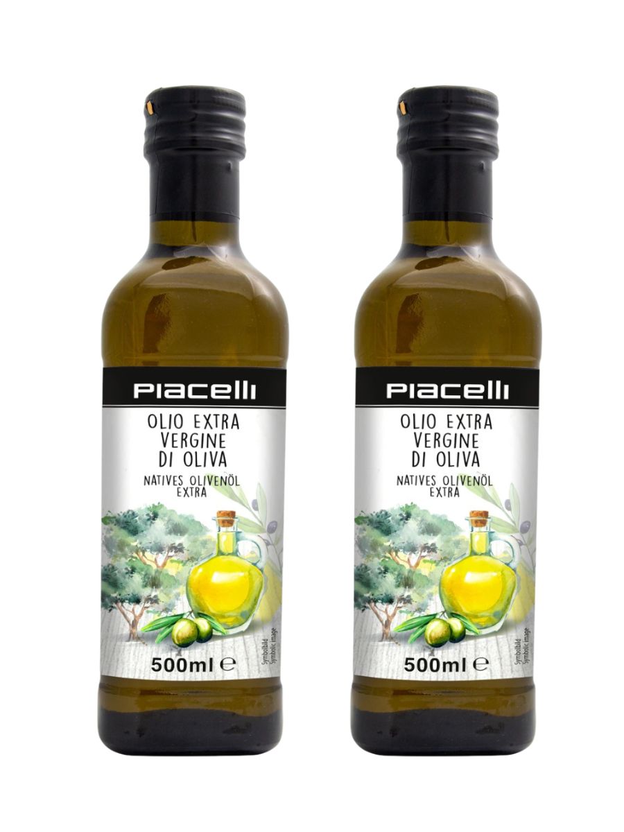 Масло оливковое Piacelli Extra virgin, нерафинированное 1ый отжим, 2шт по 500мл