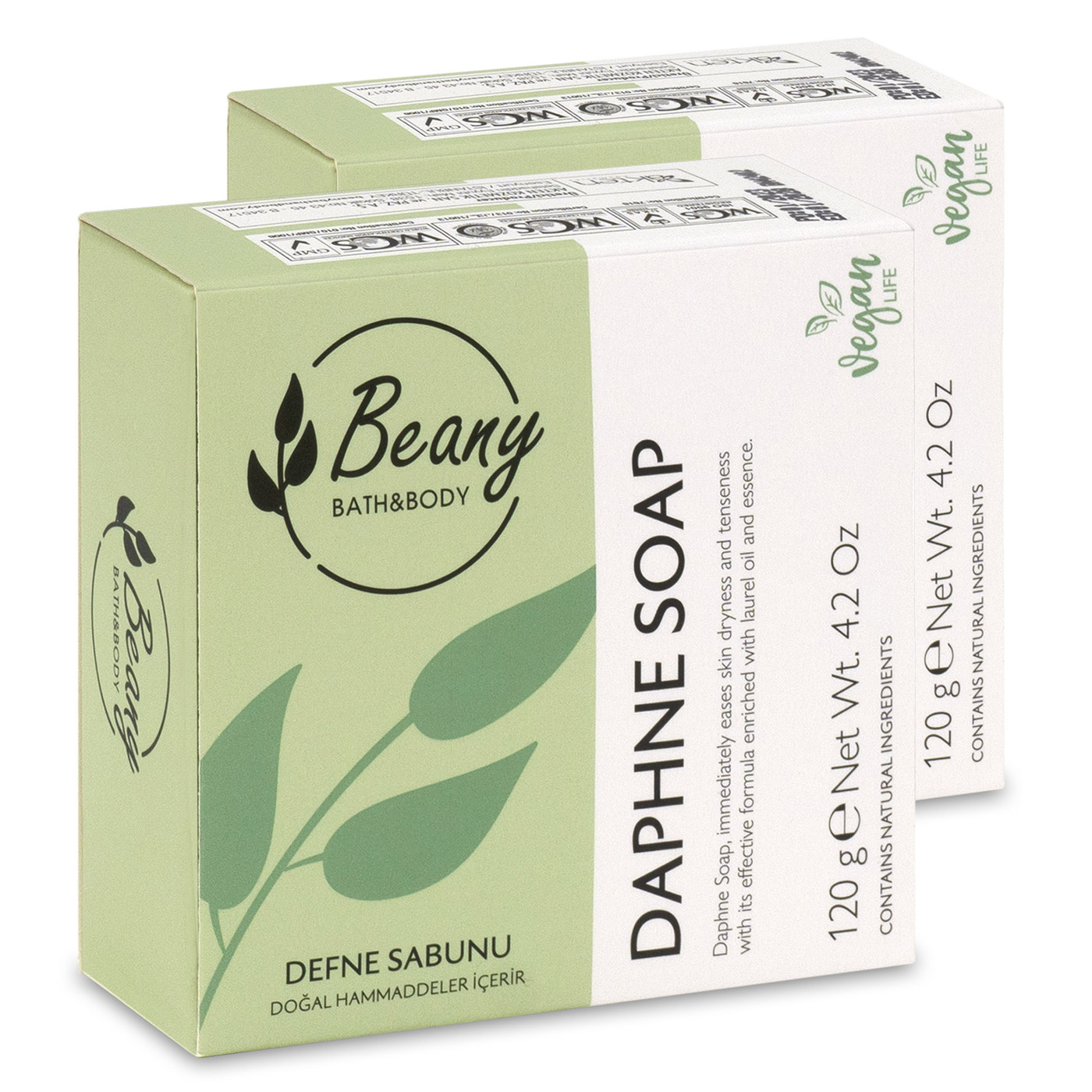 Мыло Beany твердое натуральное турецкое Daphne Extract Soap лавровое 2шт х 120г мыло beany твердое натуральное турецкое daphne extract soap лавровое