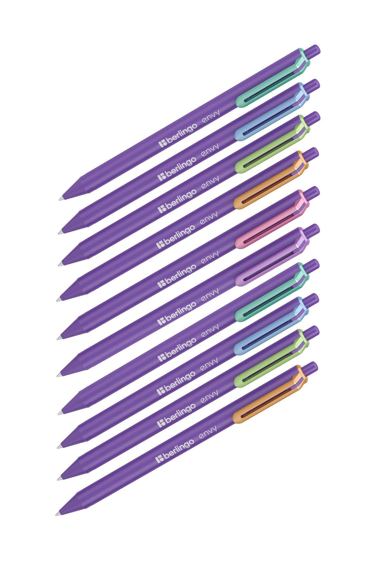 

10 шт Ручка шариковая автоматическая Berlingo Envy синяя, 0,7 мм, корпус ассорти