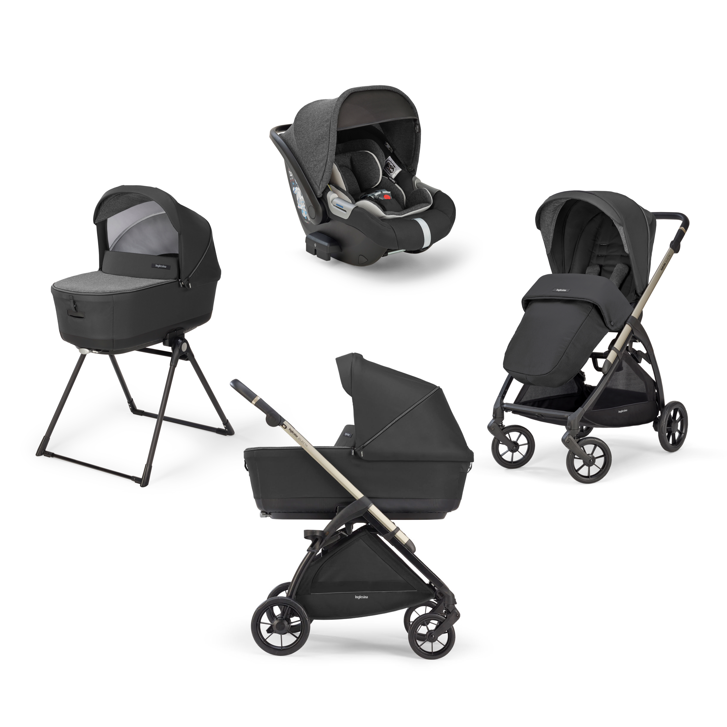 фото Коляска 3 в 1 inglesina electa с подставкой под люльку stand up upper black