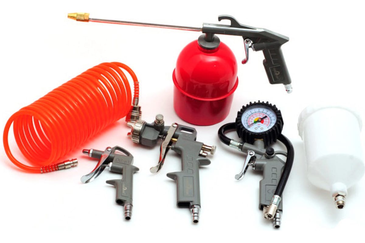Набор покрасочный (5 предметов пистолет продувочный, подкачка шин, мовиль, краскопульт, шл