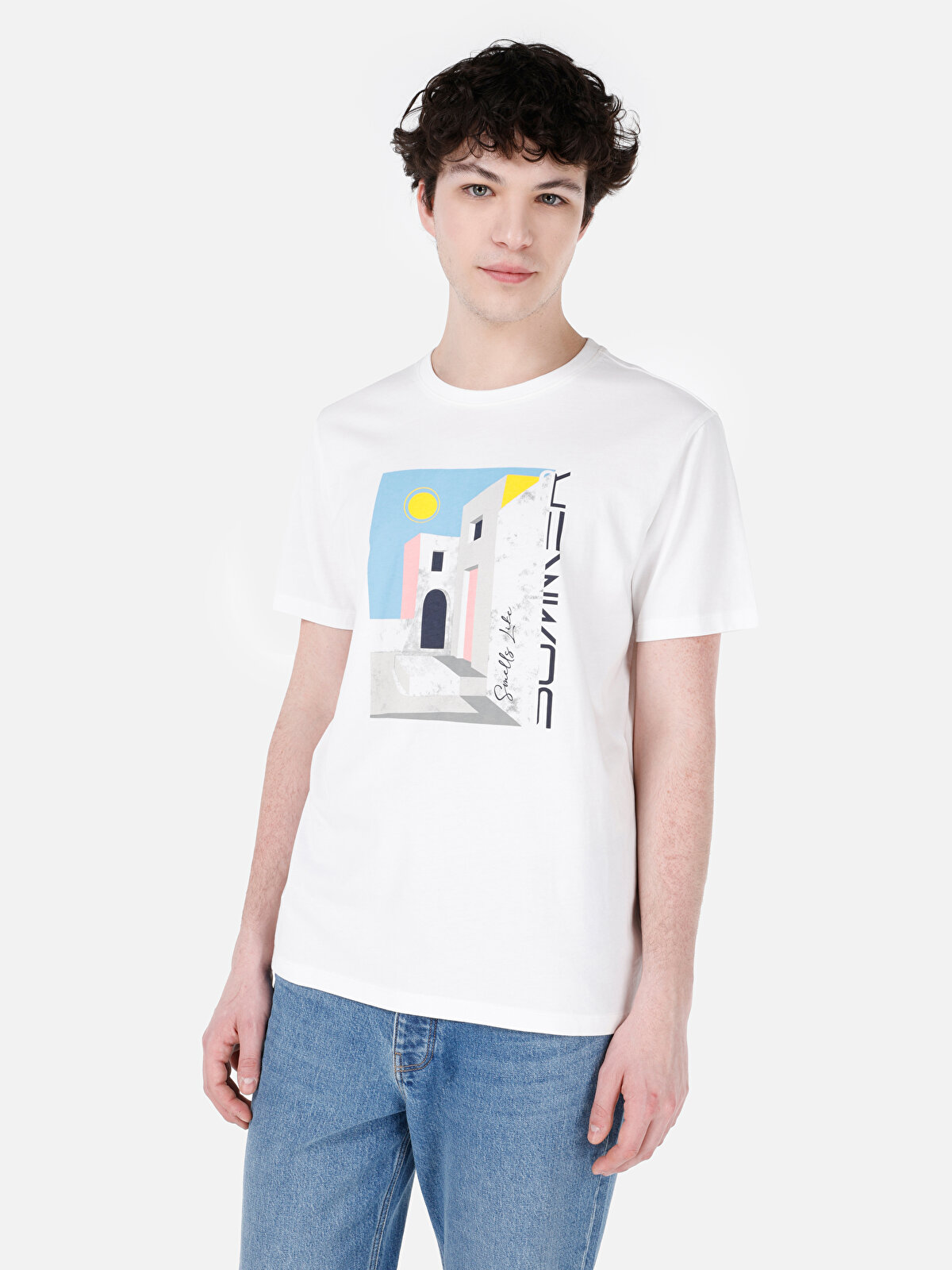 

Футболка мужская Colin's CL1066673 белая M, Белый, CL1066673