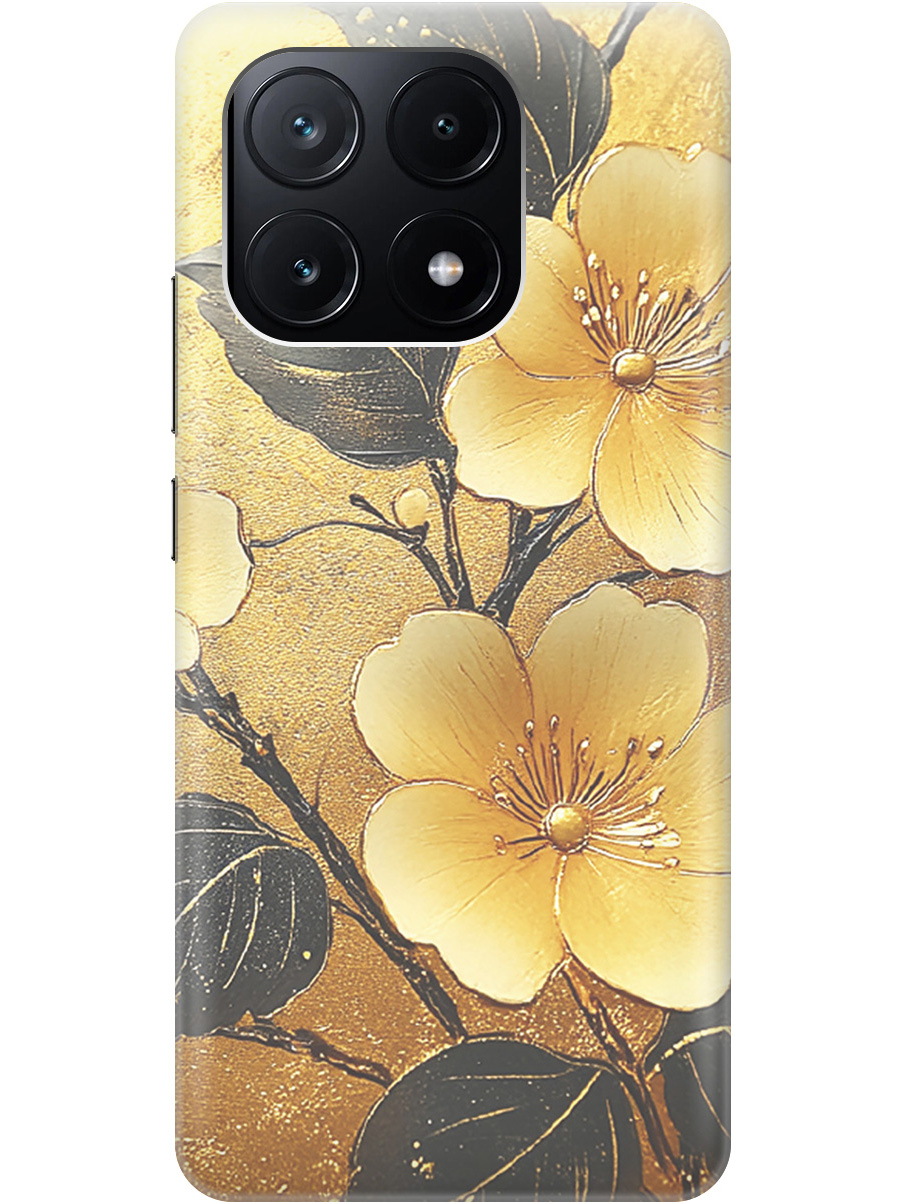 

Силиконовый чехол на Xiaomi Poco X6 Pro 5G с принтом "Цветы и золото", Прозрачный;желтый;черный, 780484124