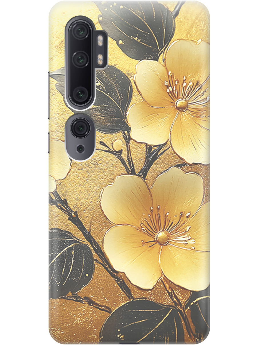 

Силиконовый чехол на Xiaomi Mi Note 10 / Note 10 Pro с принтом "Цветы и золото", Прозрачный;желтый;черный, 722362024