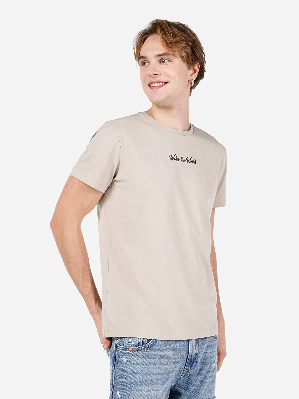 

Футболка мужская Colin's CL1068518 бежевая M, Бежевый, CL1068518