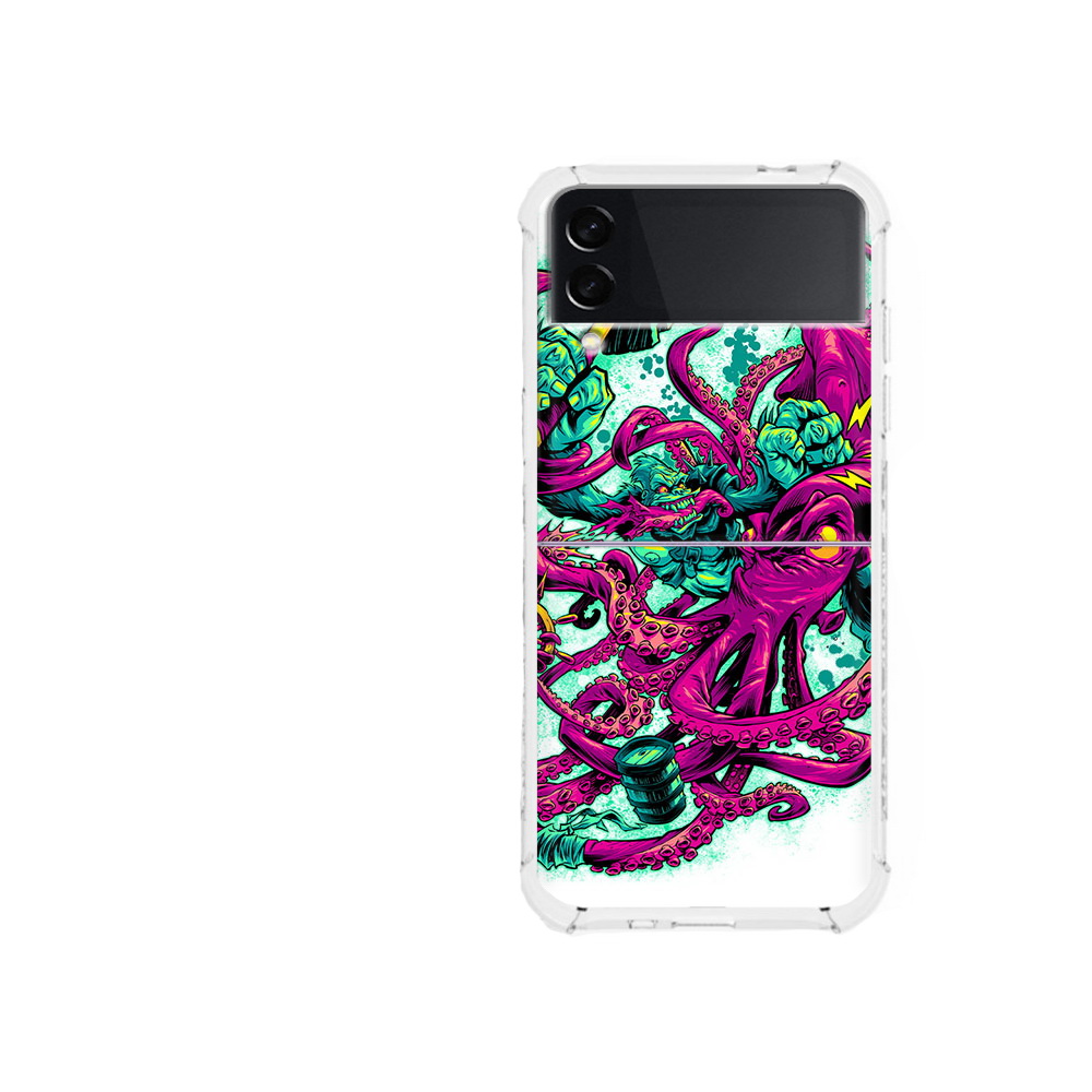 

Чехол MyPads Tocco для Samsung Galaxy Z Flip 3 фиолетовый кракен (PT226934.584.657), Прозрачный, Tocco