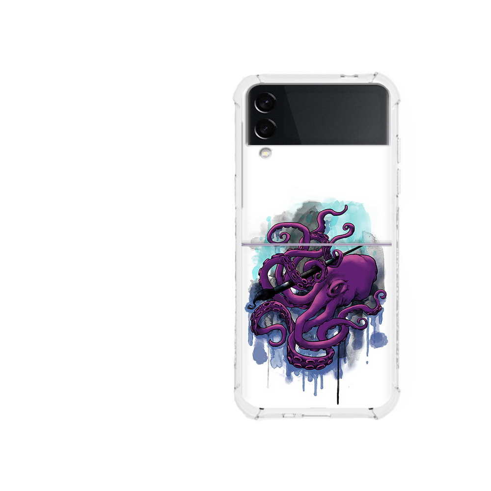

Чехол MyPads Tocco для Samsung Galaxy Z Flip 3 фиолетовый осьминог (PT226934.584.658), Прозрачный, Tocco