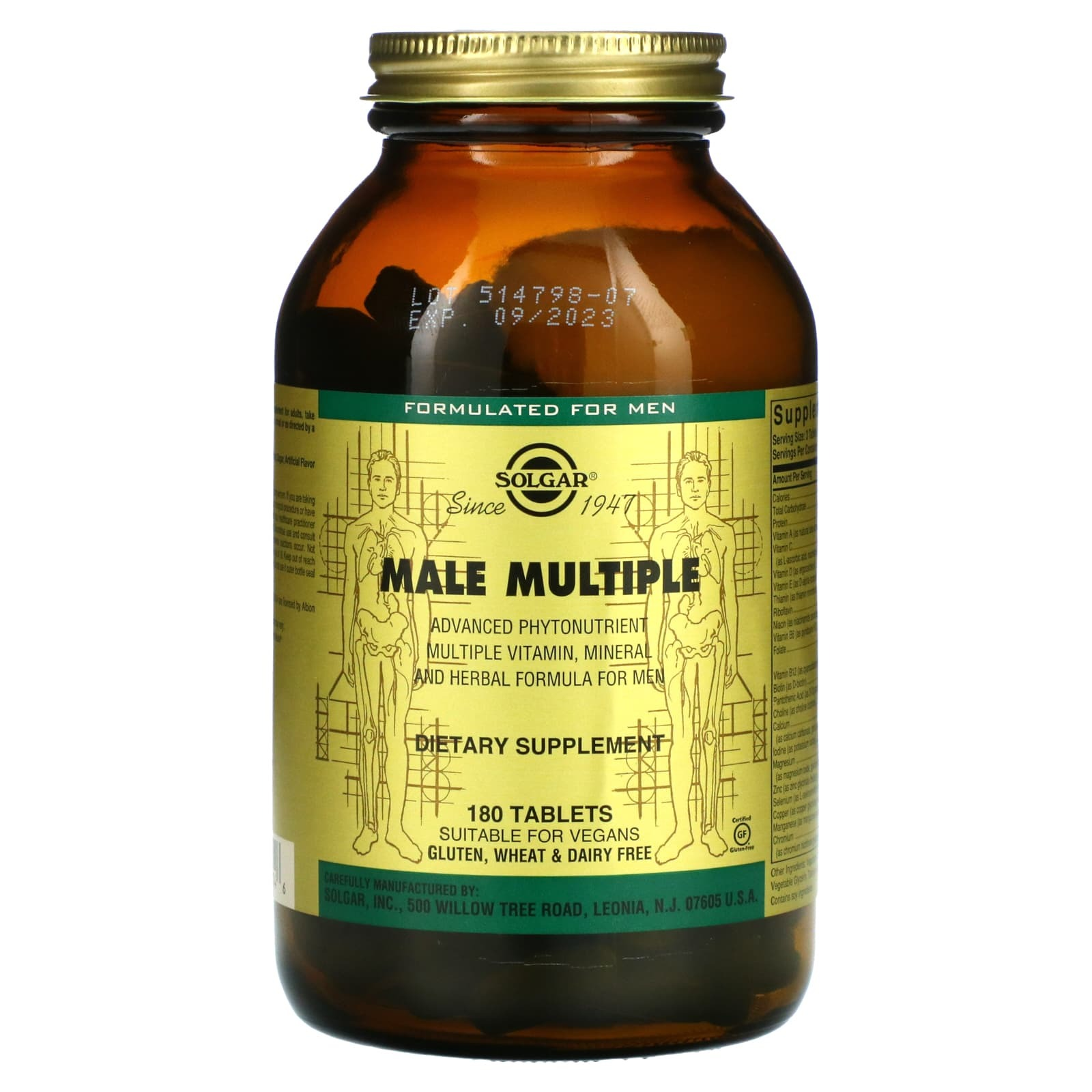 Мультивитаминный комплекс Solgar Male Multiple для мужчин 180 таблеток