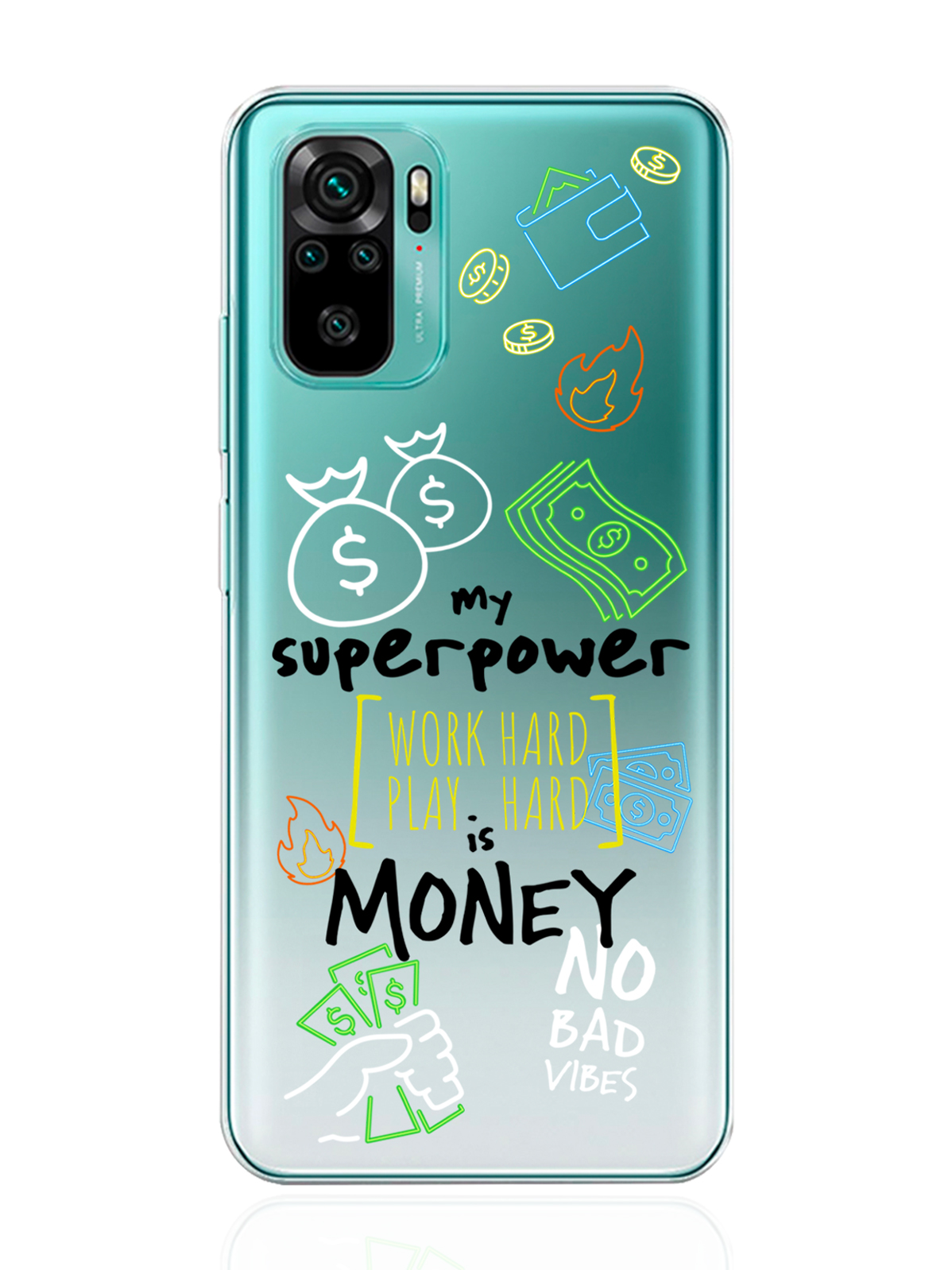 фото Чехол musthavecase для xiaomi redmi note 10s my superpower is money прозрачный