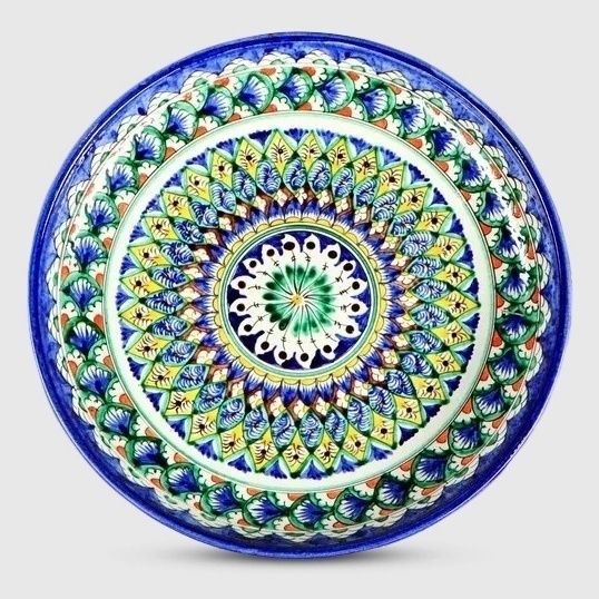 

Ляган круглый Риштанская керамика Узоры синий 32 см