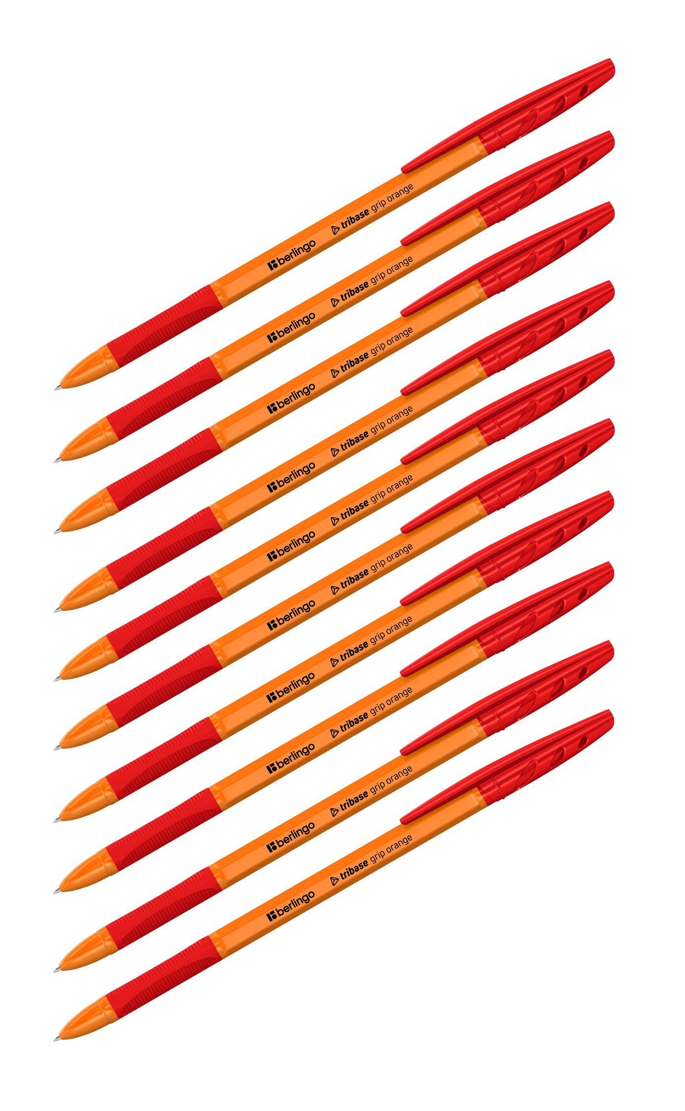 

Набор из 10 шт. Ручка шариковая Berlingo Tribase grip orange красная, 0,7 мм