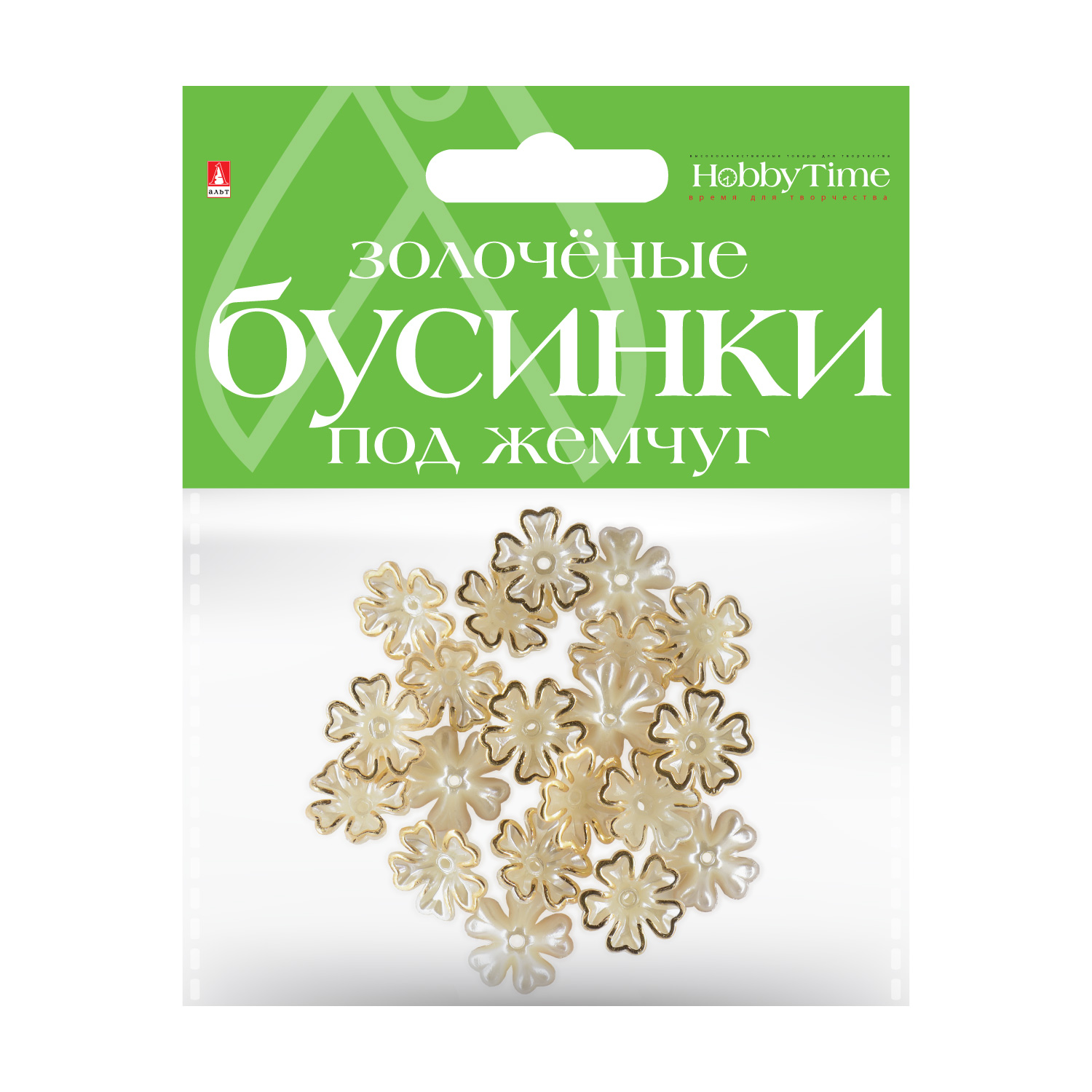 

Бусины фигурные "ЗОЛОЧЕНЫЕ" под жемчуг "ЦВЕТОЧКИ", 18 ММ, Разноцветный
