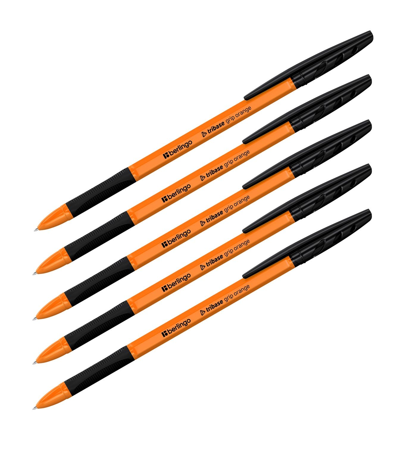 

Набор из 5 шт. Ручка шариковая Berlingo Tribase grip orange черная, 0,7 мм