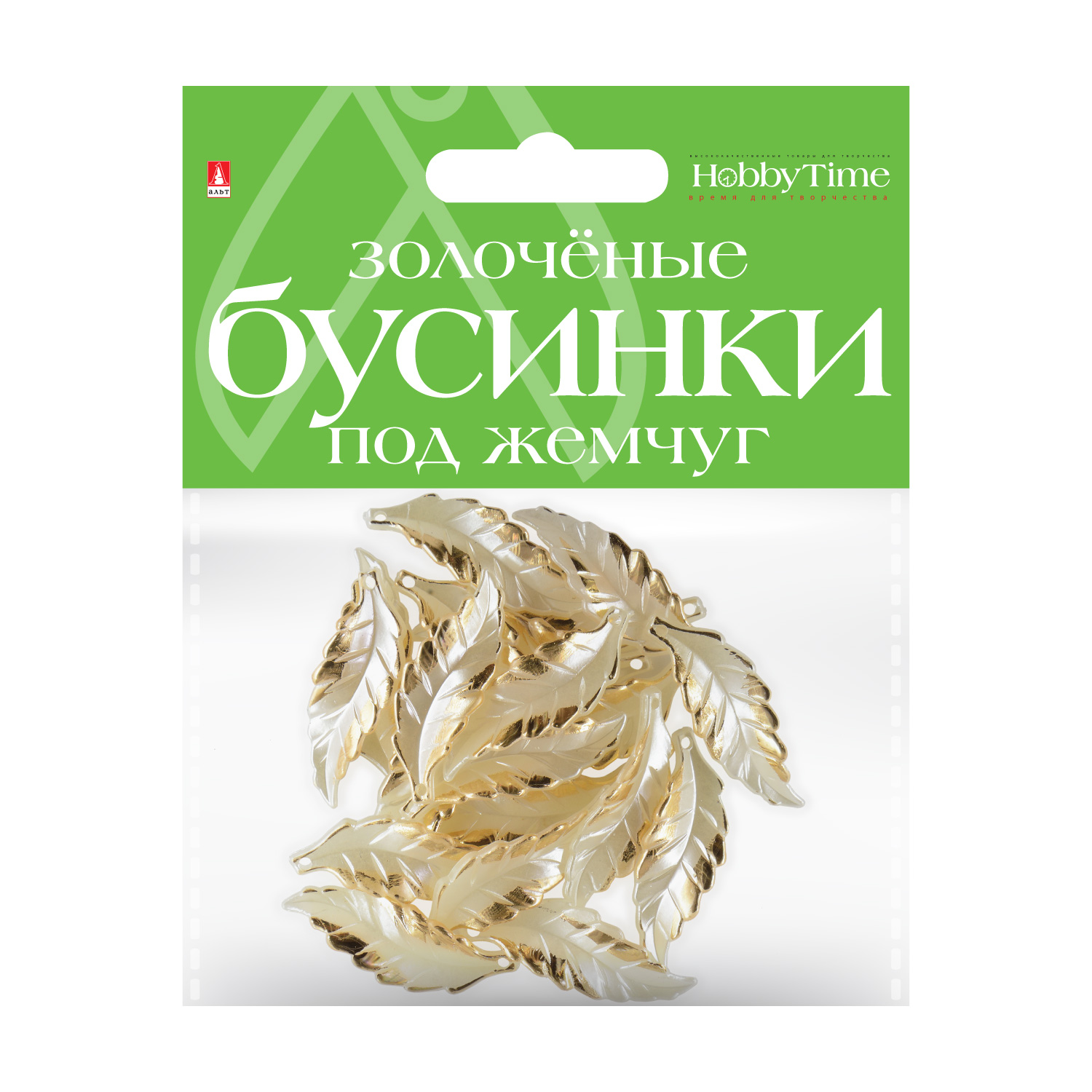 

Бусины фигурные "ЗОЛОЧЕНЫЕ" под жемчуг "ЛИСТОЧКИ", 40 ММ, Разноцветный