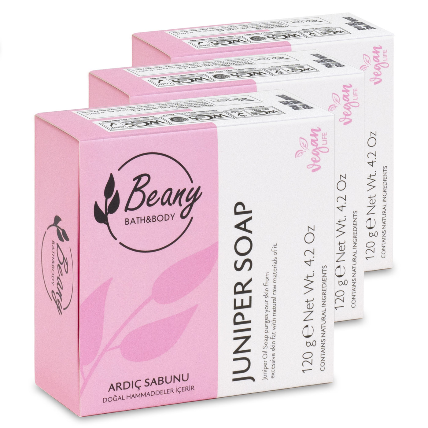 Мыло Beany натуральное турецкое Juniper Oil Soap с маслом можжевельника 3шт х 120г мыло beany твердое натуральное турецкое juniper oil soap с маслом можжевельника