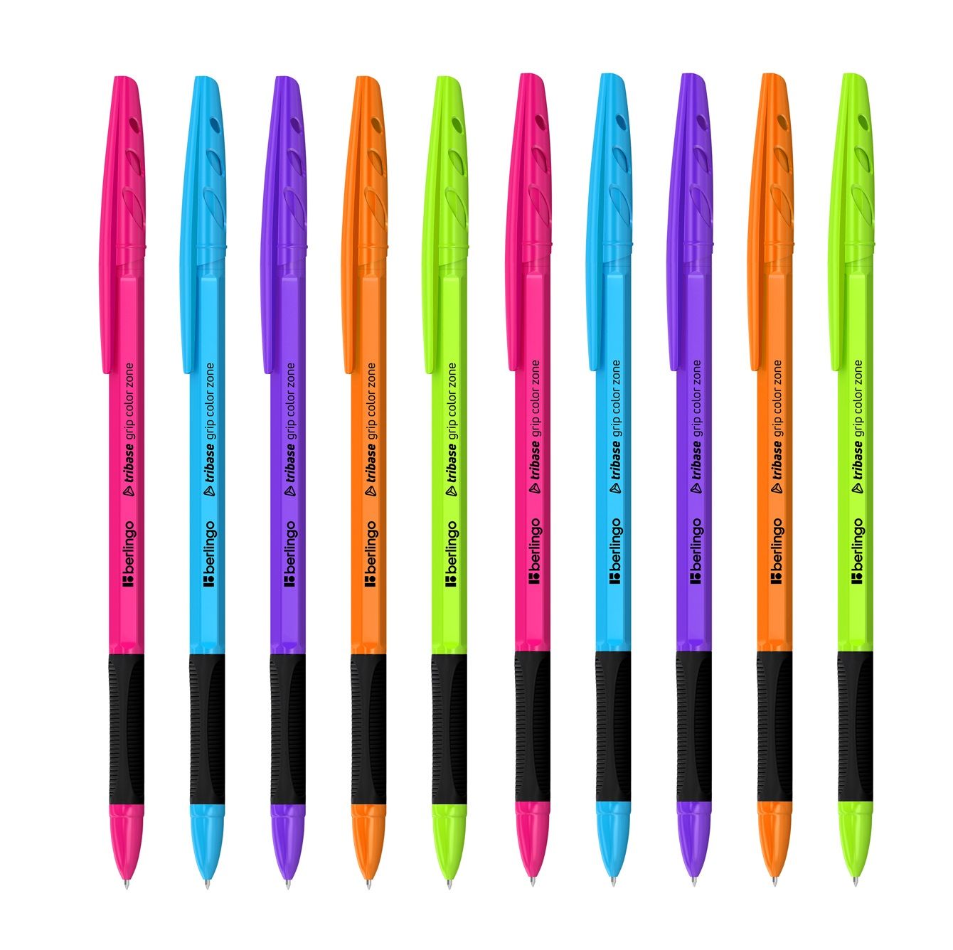 

НАбор из 10 шт. Ручка шариковая Berlingo Tribase grip color zone синяя, 0,7 мм