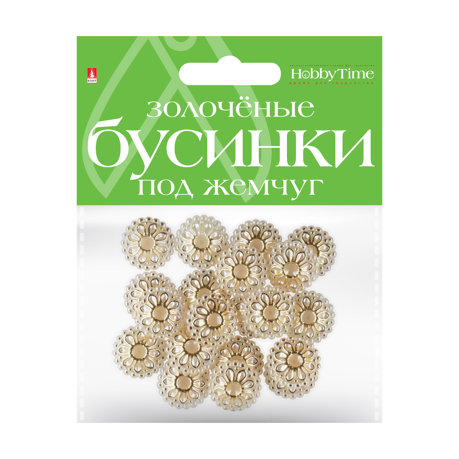 

Бусины фигурные "ЗОЛОЧЕНЫЕ" под жемчуг "ЦВЕТОЧКИ", 18,5 ММ, Разноцветный