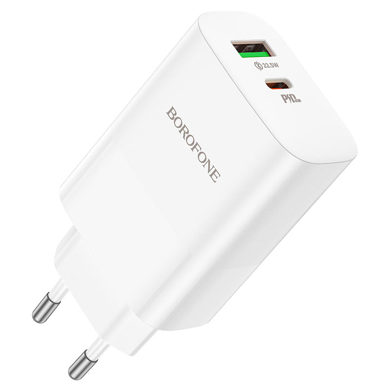 Сетевое зарядное устройство Borofone BN10 1x USB Type A, 1xUSB Type-C 3 А белый