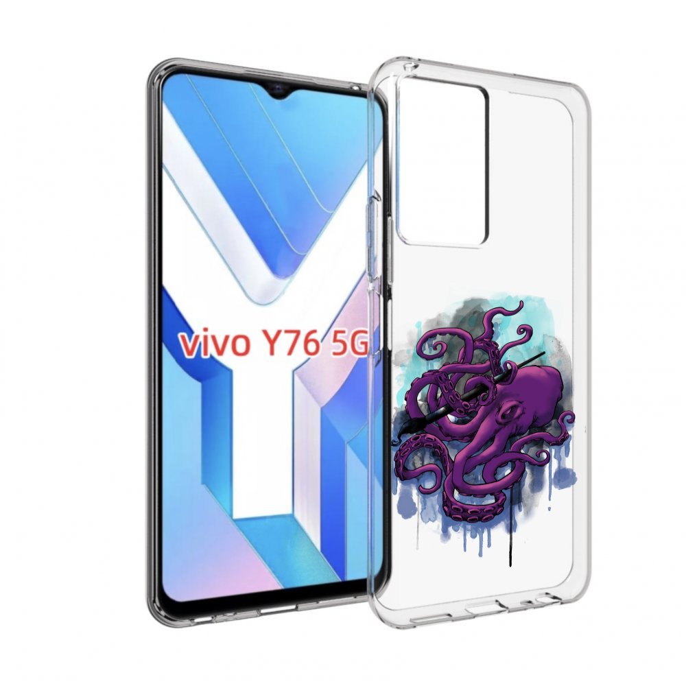 

Чехол MyPads фиолетовый осьминог для Vivo Y76 5G, Прозрачный, Tocco