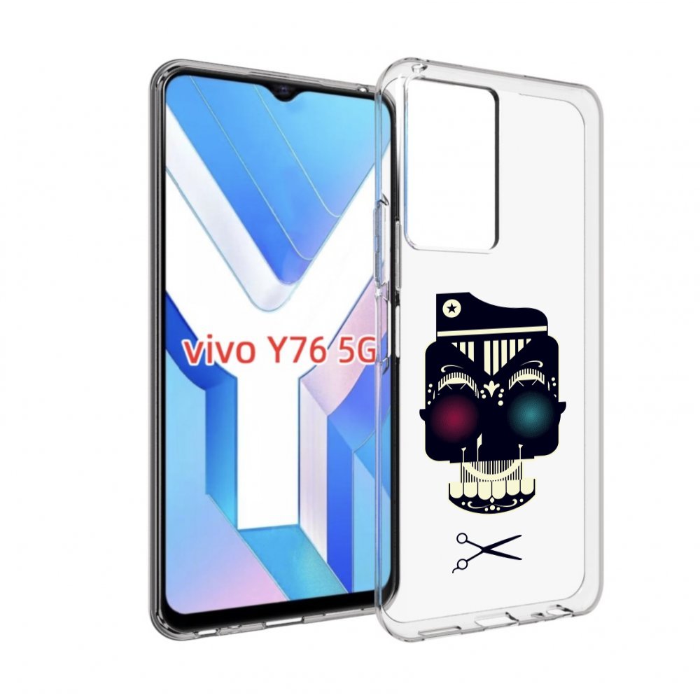 

Чехол MyPads черно белый скелет с яркими глазами для Vivo Y76 5G, Прозрачный, Tocco