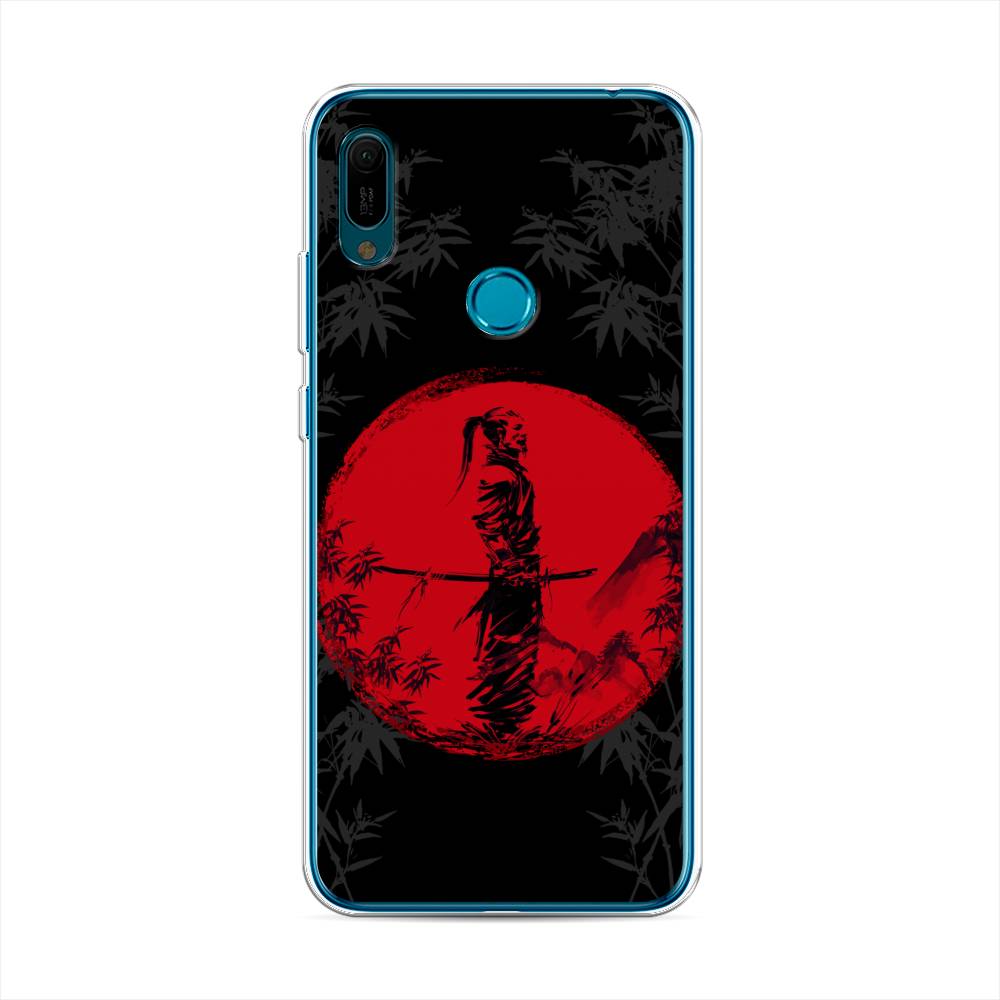 

Чехол на Huawei Y6 2019 "Самурай на красном фоне", Черный;красный;серый, 68650-4