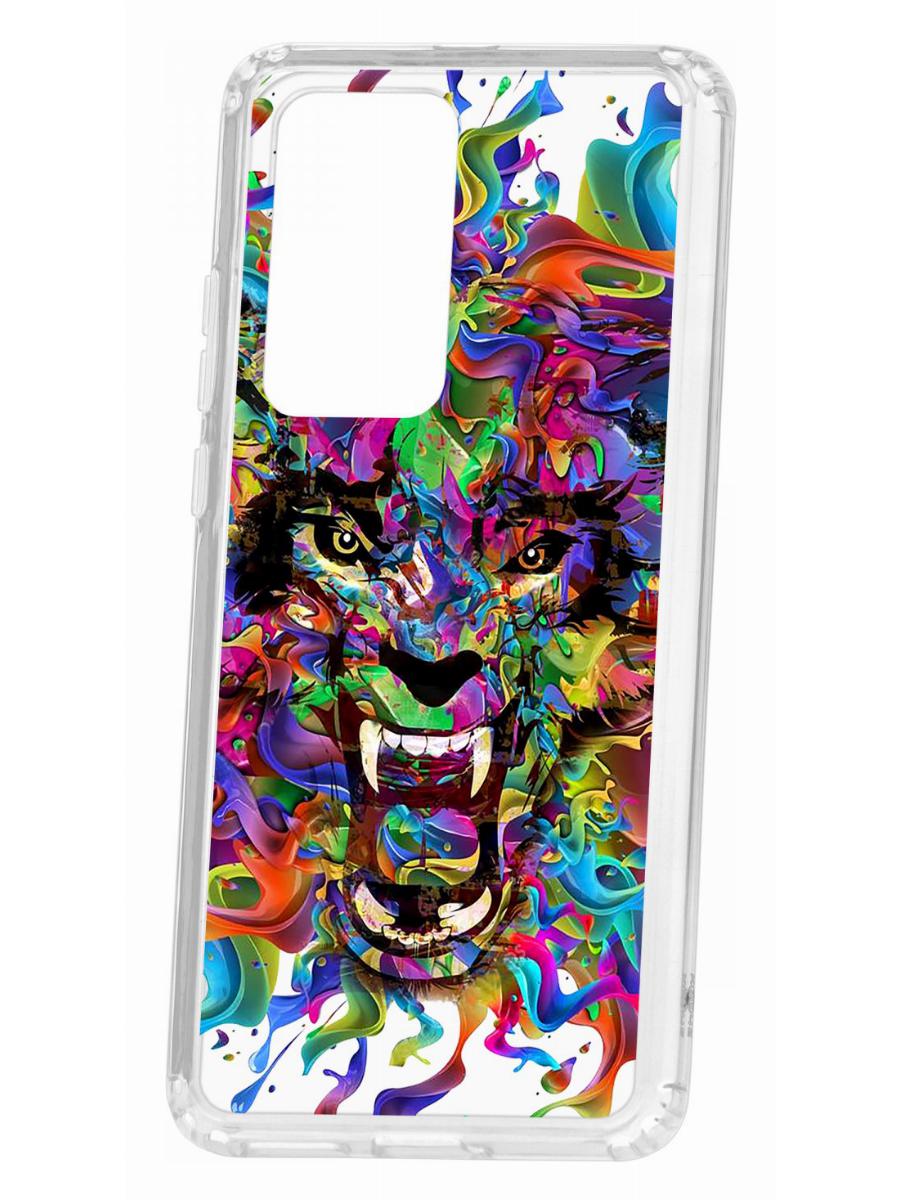 

Чехол для Huawei P40 Pro Kruche Print Colored beast, Прозрачный;разноцветный